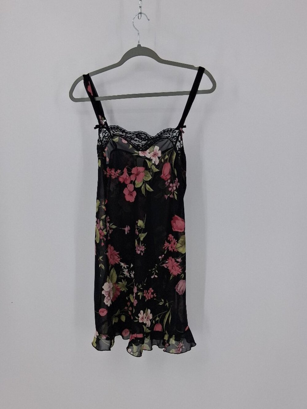 Vintage Floral Lace Chemise Lingerie Nightgown w/ robe Sexy Intimates Size Med